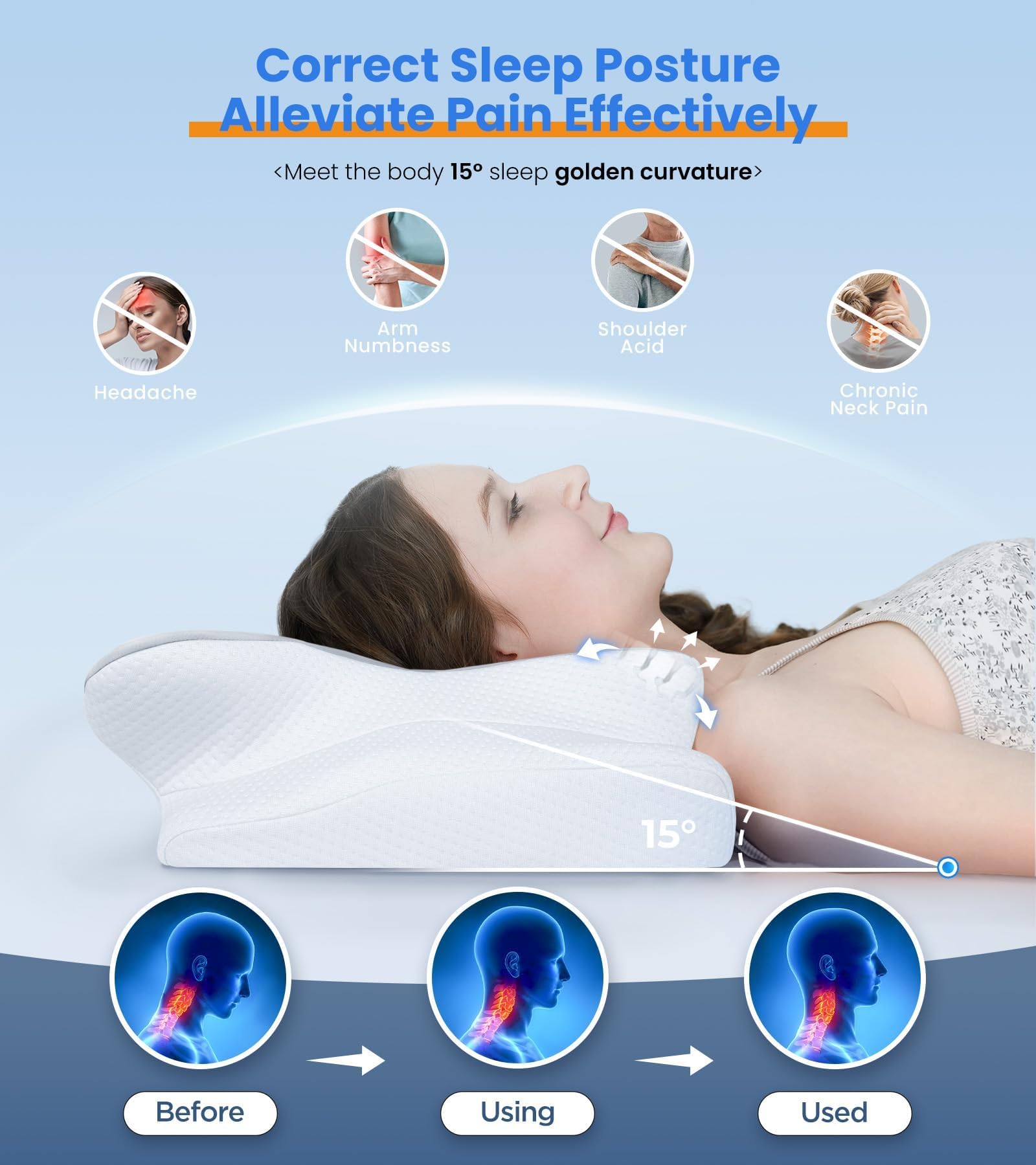 Cooling Memory Foam Cervical Neck Pillow