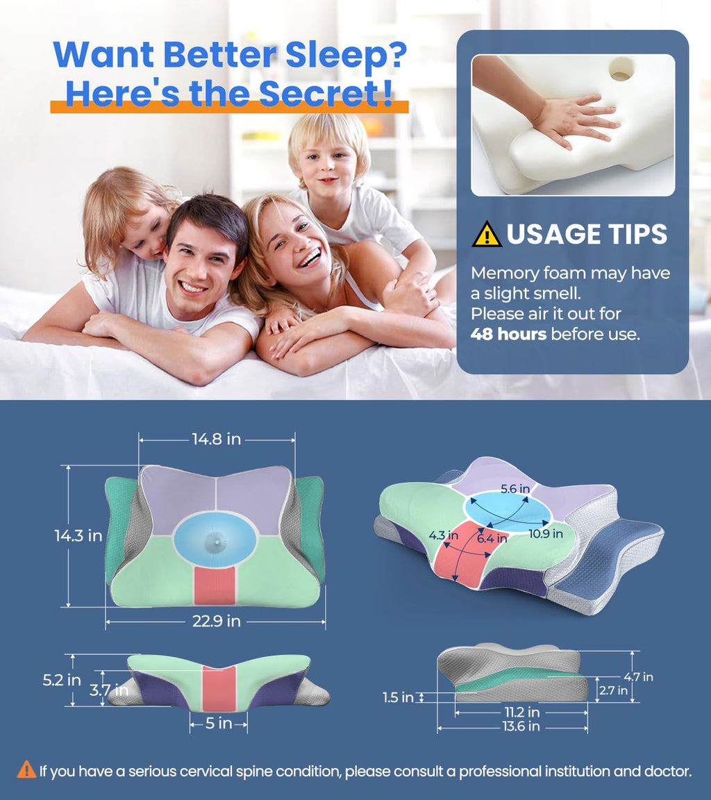 Cooling Memory Foam Cervical Neck Pillow